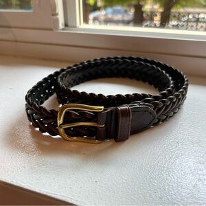 Vintage Brown Braided Leather Belt